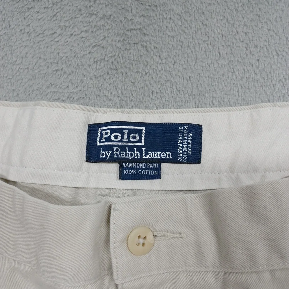 Vintage Polo Ralph Lauren Pants‎ Mens 38x30 Beige Hammond Pleated Cotton Preppy
